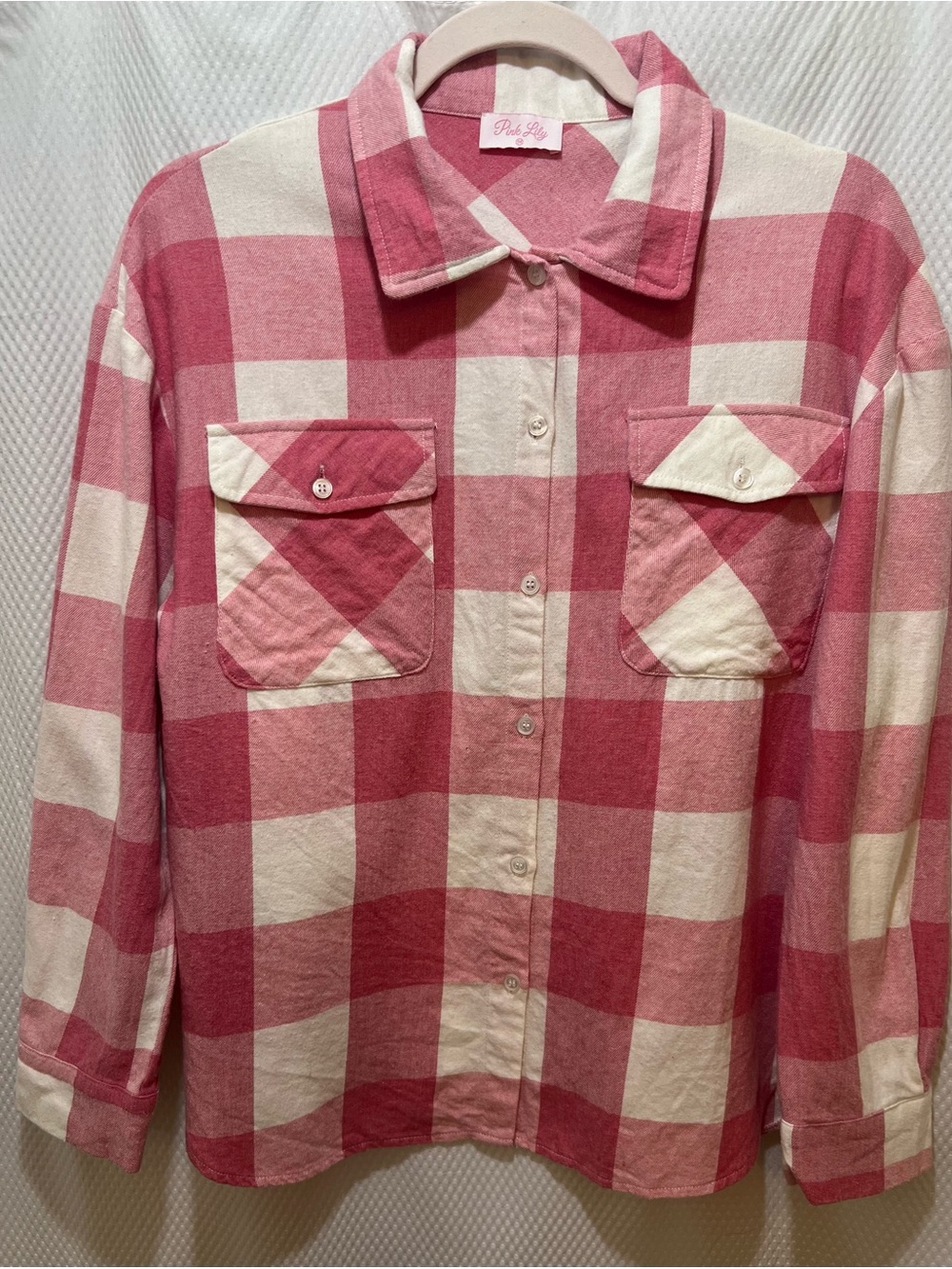 Pink Lily Pink and Cream Buffalo Plaid